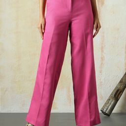 High Star Women Relaxed Flared High-Rise Formal Trousers-image-55