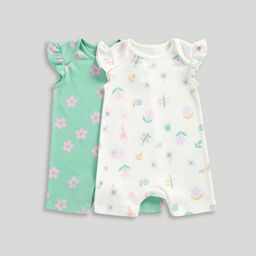 mothercare Girls Pack of 2 Printed Cotton Rompers-picture-15