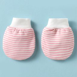Ben Benny Interlock Knit Cap Mitten & Booties Set with Stripe Print Pink & White - Diameter 10 cm image 5