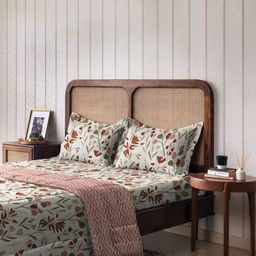 The Happy Pod Coral & Rust Floral Pure Cotton AC Room 150 GSM Double Bed Comforter-image-6