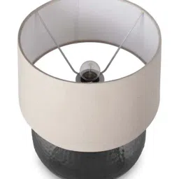 Homesake Black Hammered Pitcher Table Lamp With Khadi Drum Shade (Bulb Included) - Set of 1 image 3