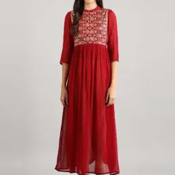 Aurelia Red Printed A Line Kurta-picture-3