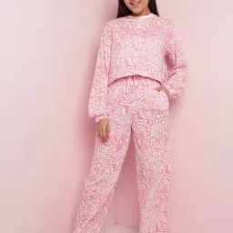 Lil Tomatoes Pink Cotton Blend Regular Printed Night Suit-image-33