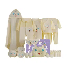 Little Surprise Box Kids Yellow & White Cotton Printed Baby Hamper Gift Set-image-17