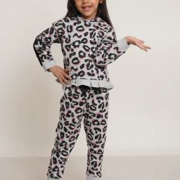 Creative Kid's Girls Grey & Black Cotton Printed Clothing Sets-image-12