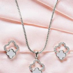 Touch925 Sterling Silver Zircon Bloom Pendant Set for women-image-45
