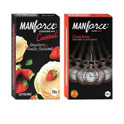 Manforce Men Set Of 2 Cocktail Condom- Strawberry & Overtime Condom- Orange- 10 Pcs Each-31