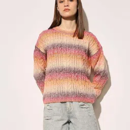 Only Multicolor Regular Fit Self Pattern Pullover image 1