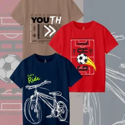 Codez Kids Multicolor Printed T-Shirt (Pack Of 3) image 1