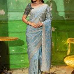 Soch Turquoise Embroidered Saree-image-93