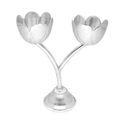Sri Jagdamba Pearls 0.8 Silver Floral Diya Stand-picture-46