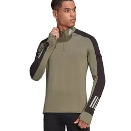 Adidas WARM 1/2 ZIP Olive Regular Fit Running Sweatshirt-image-60