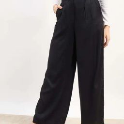 Styli Black Solid Trousers-image-52