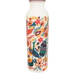 Chumbak Serene Bird Symphony White Water Bottle (900 ml) - Set of 1-image-1