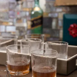 ROXX Transparent Glass Diamond Embossed Whisky Glasses (325 ml) - Set of 6-image-49