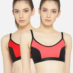 Lady Lyka Multicolor Non Wired Non Padded Sports Bra (Pack Of 2)-image-79