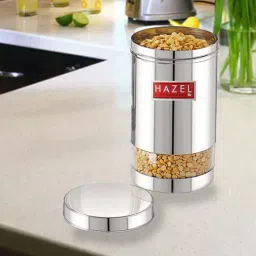 HAZEL Silver Stainless Steel Storage Container (1200 ml) - Set of 1-image-43
