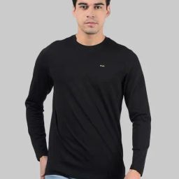 Numero Uno Black Regular Fit Texture T-Shirt-image-85