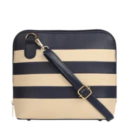 Bagsy Malone Navy Blue Striped Medium Handbag-39