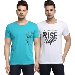 Vimal Jonney Turquoise & White Printed T-Shirt - Pack of 2-image-28