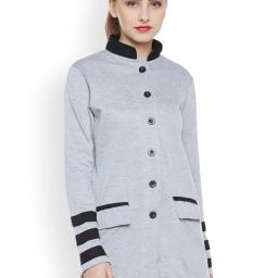 Belle Fille Grey Melange Textured Coat-picture-14