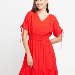 Zink London Red Flare Fit Dress-image-80