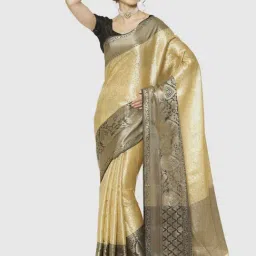 Banarasi Silk Works Beige Woven Saree With Unstitched Blouse-image-72