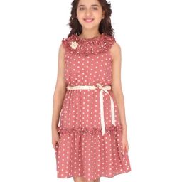 Cutecumber Kids Rust Printed Dress-image-15