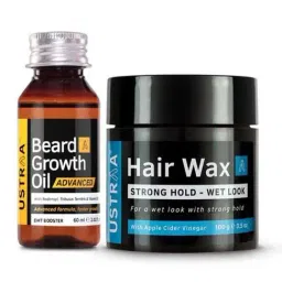 Ustraa Beard Growth Oil Advanced & Hair Wax Wet Look-18