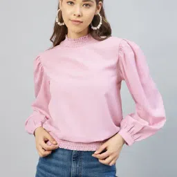 Marie Claire Pink Self Design Top-image-59