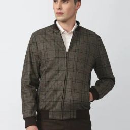 Van Heusen Brown Regular Fit Checks Jacket-image-68
