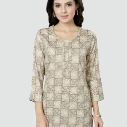 Saree Swarg Beige Printed Tunic-image-76
