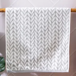 Home Centre Grey & White Printed Cotton Hand Towels-42