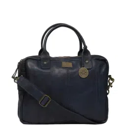 KOMPANERO Blue Leather Medium Messenger Bag-16