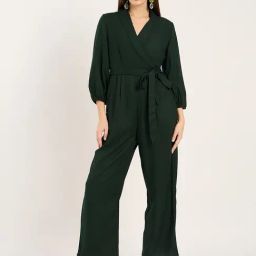 FEMMELLA Green Regular Fit Solid Jumpsuit-image-31