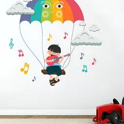 LANSTICK Green & Blue Child With Music Wallsticker-image-51