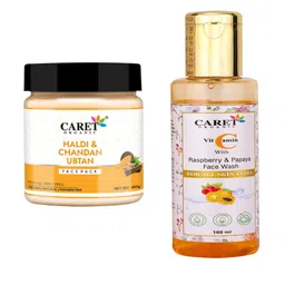 CARET ORGANIC Chandan Ubtan Face Pack & Papaya Face Wash Combo- 100 ml Each-40