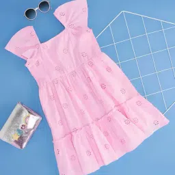 YU by Pantaloons Kids Pink Cotton Flared Fit Dress-picture-46