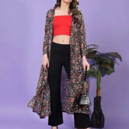 Cation Black Printed Shrug-19