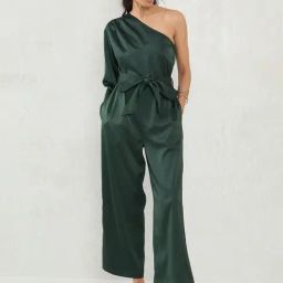 FEMMELLA Green Regular Fit Solid Jumpsuit-image-30