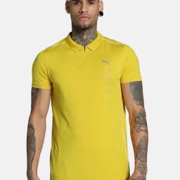 Puma x one8 Yellow Slim Fit Solid Active Training Polo-image-62