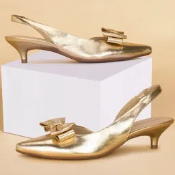 Forever Glam by Pantaloons Women's Gold Back Strap Sandals-image-79