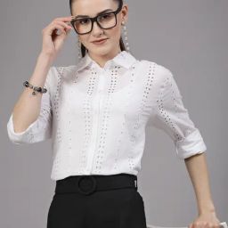 Style Quotient White Cotton Self Design Shirt-image-15