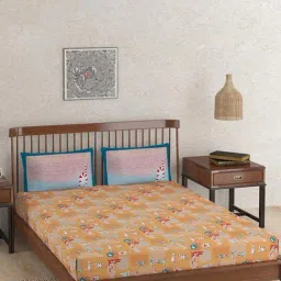 Fabindia Natkhat Multicolor Cotton Double Bed Sheet With 2 Pillow Covers-picture-33