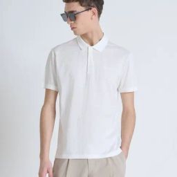 Antony Morato White Slim Fit Textured Polo T-Shirt-image-3