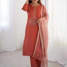 Wedani Women Ethnic Motifs Embroidered Regular Sequinned Kurta Set With Dupatta-picture-6
