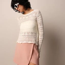 Only White Self Design Pullover-image-37