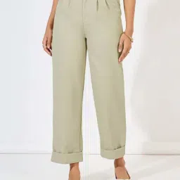 Styli Beige Plain Trousers-picture-18