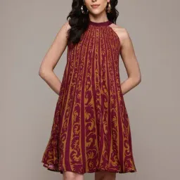 Label Ritu Kumar Burgundy Arabesq Short Dress-image-98