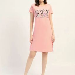 Madame M Secret Peach Cotton Printed Night Suit-picture-19